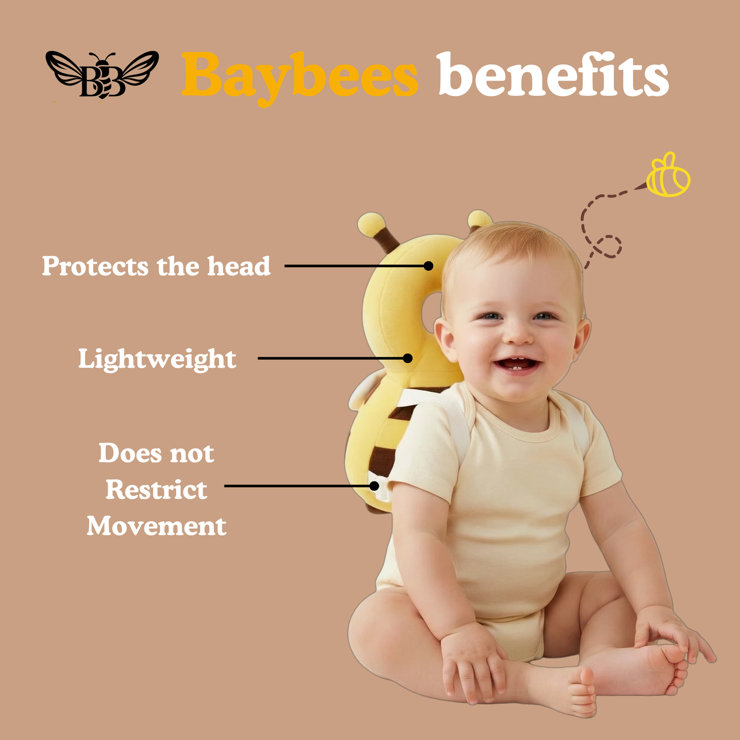 Baybees Original Head Protection Backpack (Anti-Fall Cushion)